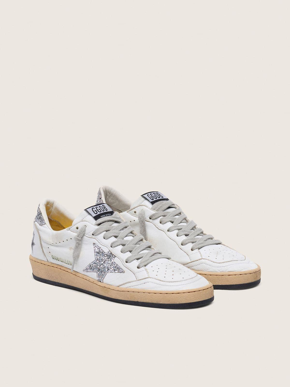 Ball Star femme en cuir blanc avec étoile à paillettes platine
