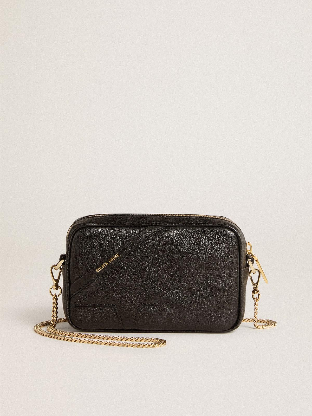 Mini Star Bag en cuir noir avec étoile ton sur ton