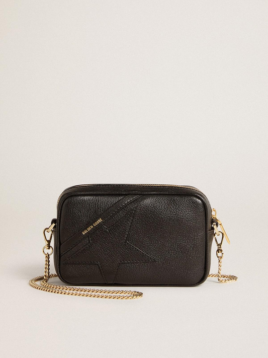 Mini Star Bag en cuir noir avec étoile ton sur ton