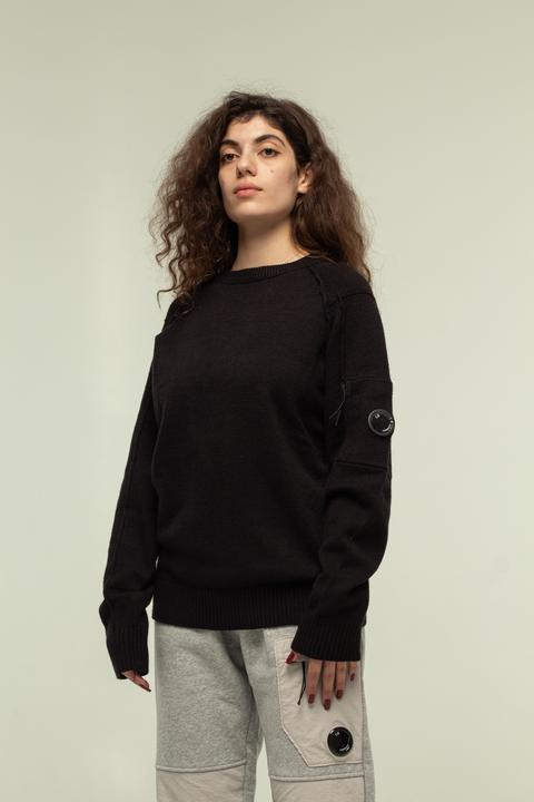 Diagonal Raised Fleece Lens Sweatshirt — noir