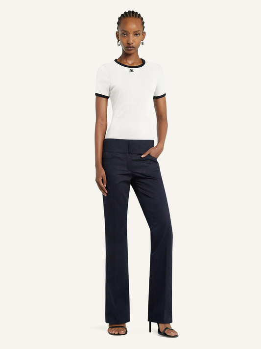 T-shirt Signature contrast droit col rond en coton