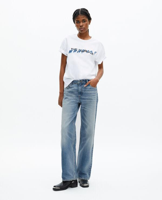 T-shirt patch en denim What Is blanc