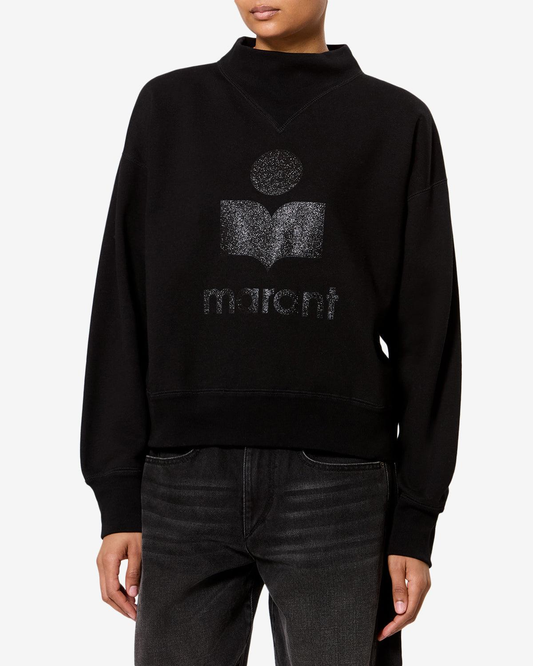 Pull noir à logo strass